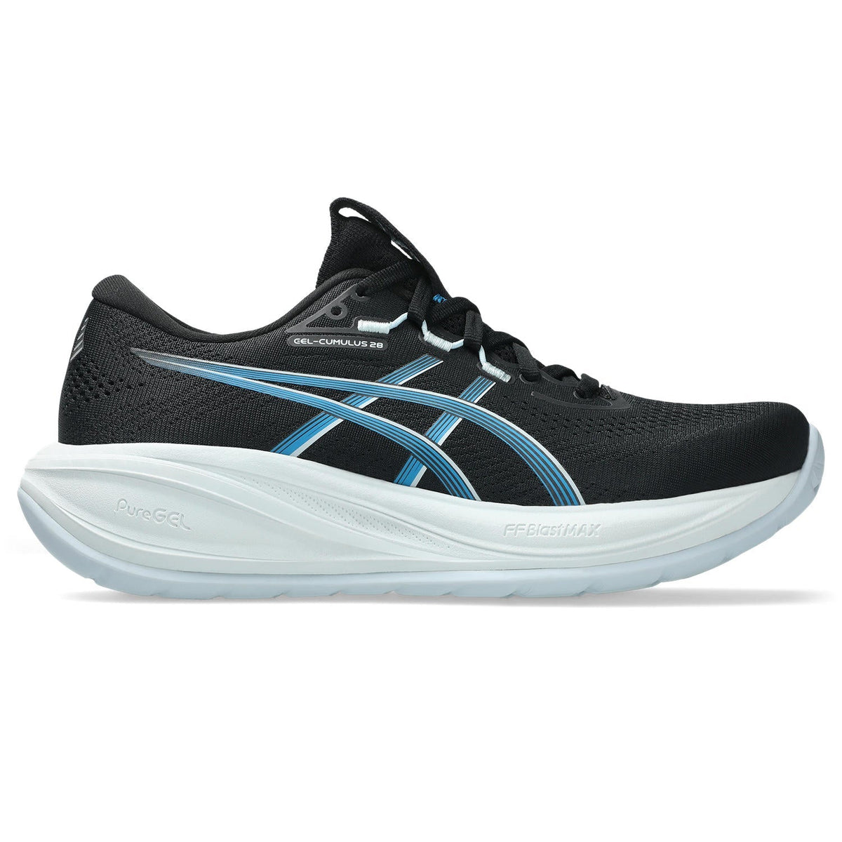 Women's Asics Gel-Cumulus 28, Black/Aegean Blue, 8.5 D Wide