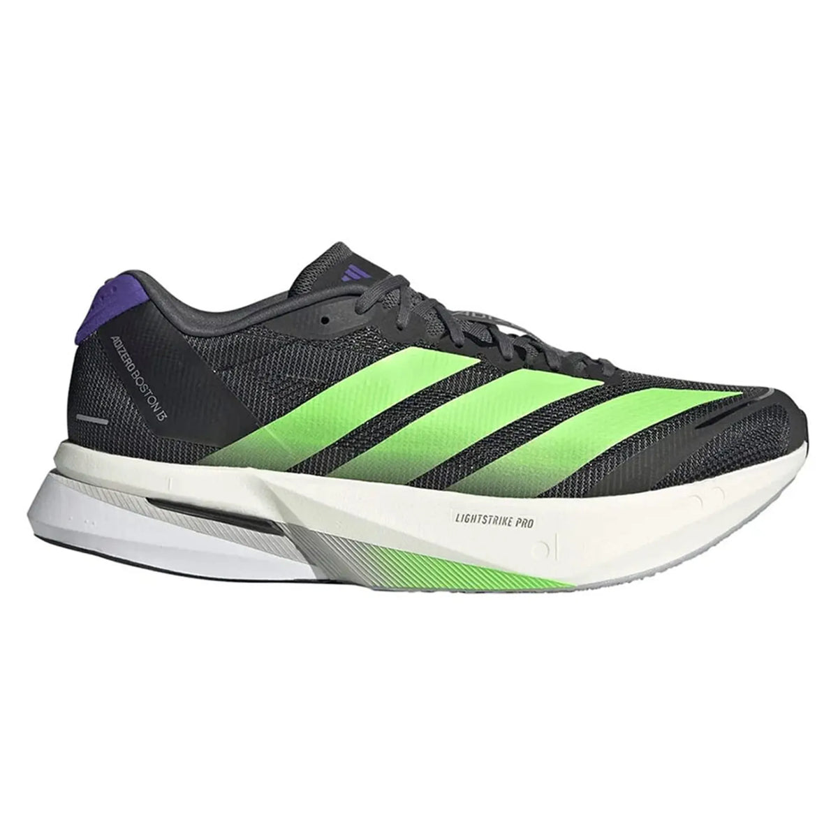 Men's Adidas Adizero Boston 13, Core Black/Lime Burst/Energy Ink, 10 D Medium