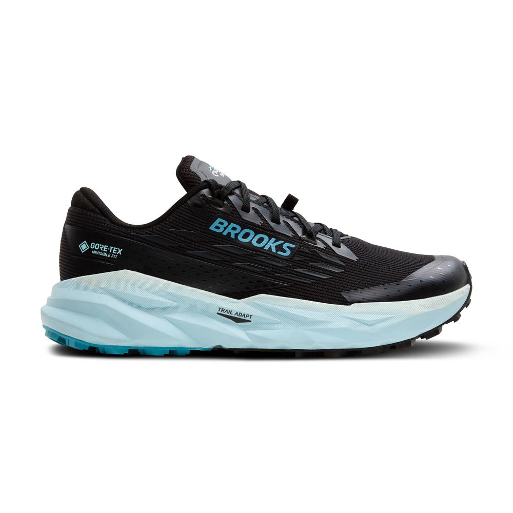 Women's Brooks Cascadia 19 GTX, Black/Ebony/Blue Flower, 6.5 B Medium