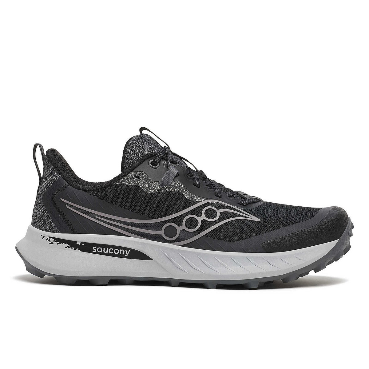 Men's Saucony Peregrine 15, Black/Shadow, 11.5 2E Wide