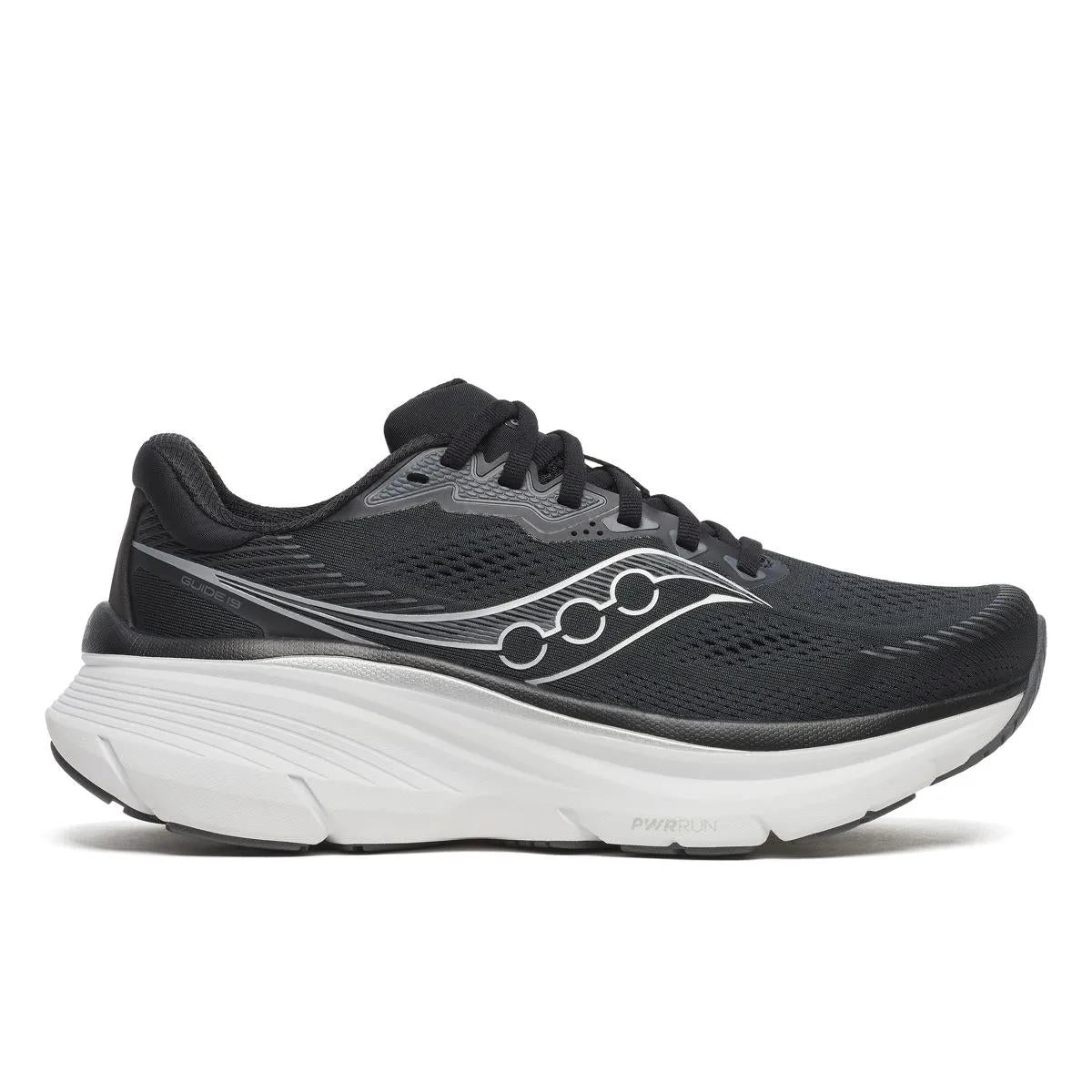 Women's Saucony Guide 19, Black/Silver, 11 D Wide
