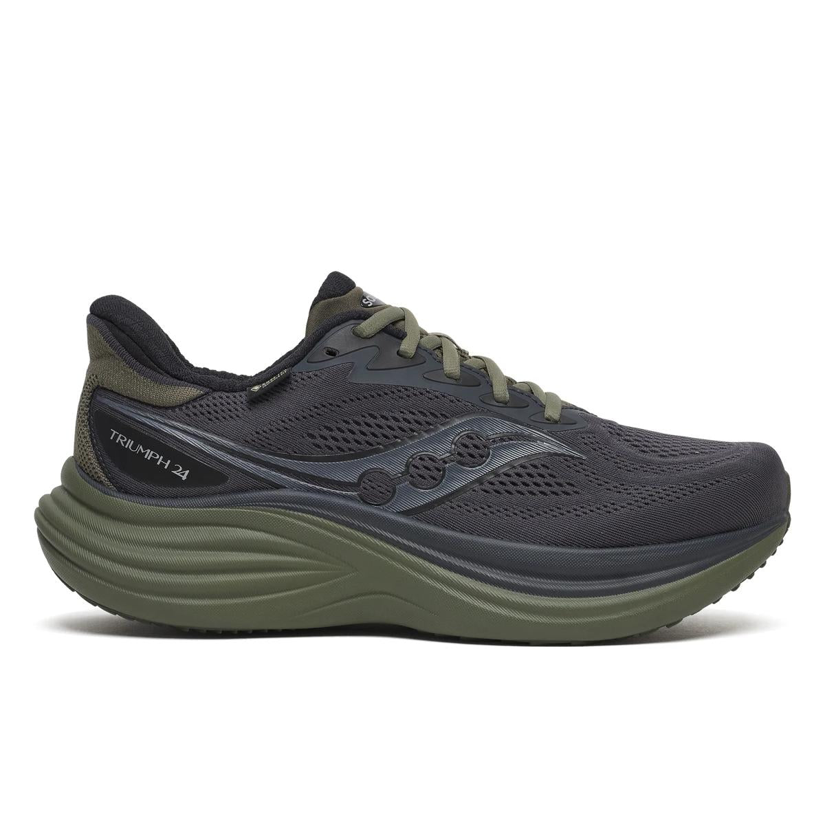 Men's Saucony Triumph 24 GTX, Ebony/Fatigue, 9.5 D Medium