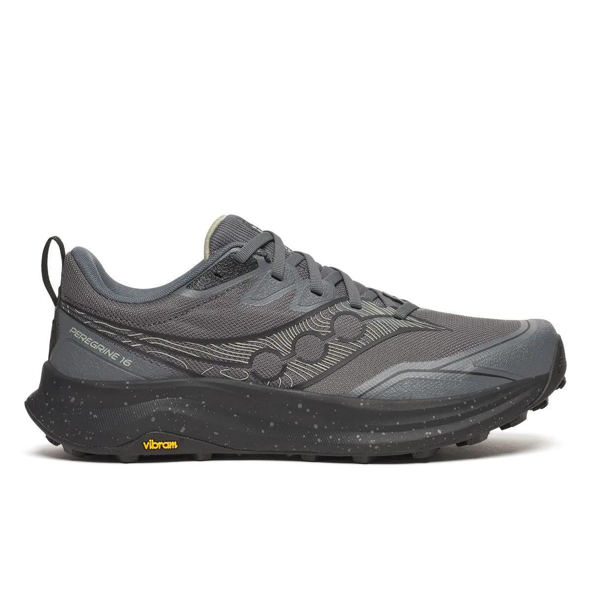Men's Saucony Peregrine 16, Carbon/Black, 12 D Medium