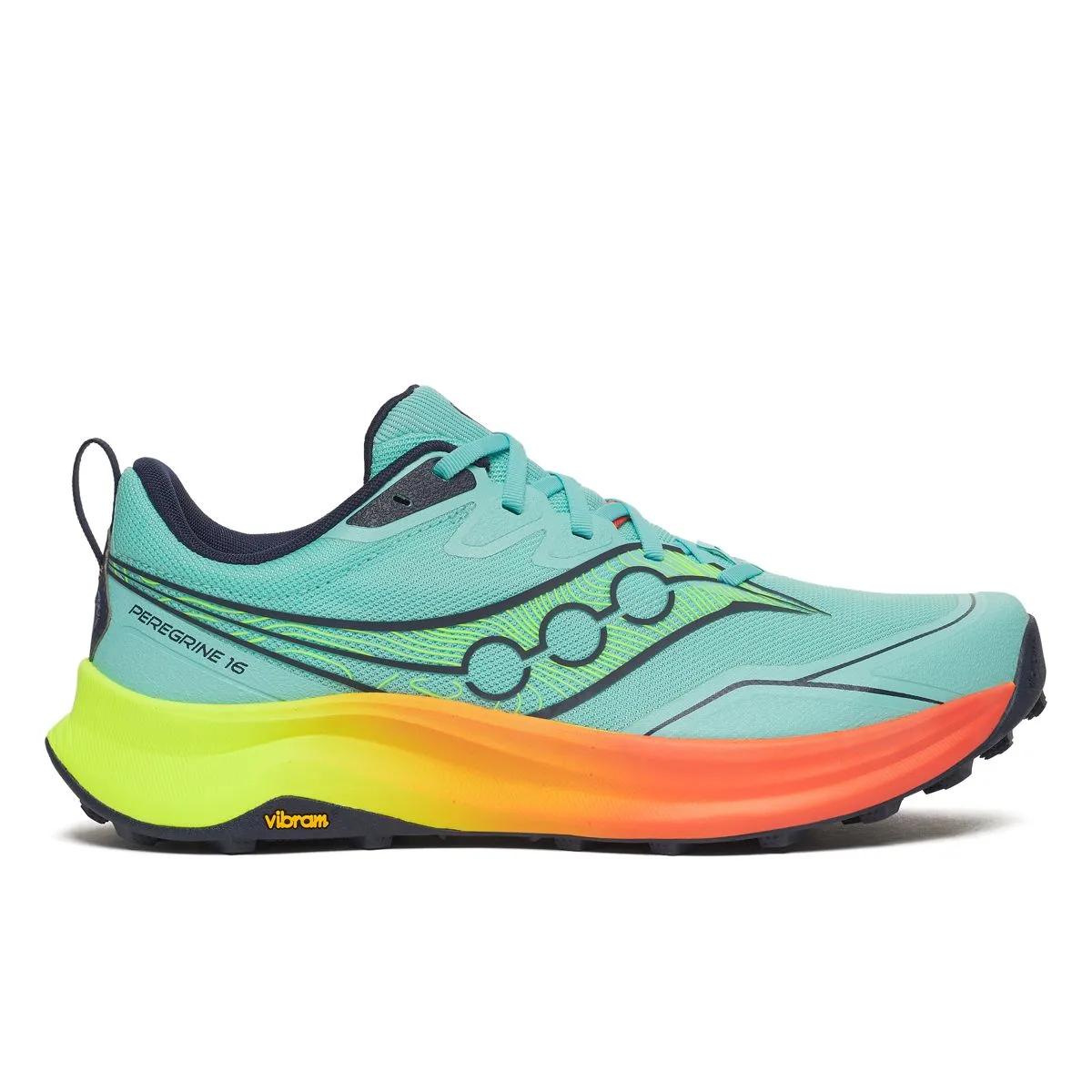 Men's Saucony Peregrine 16, Splash/Citron, 9.5 D Medium