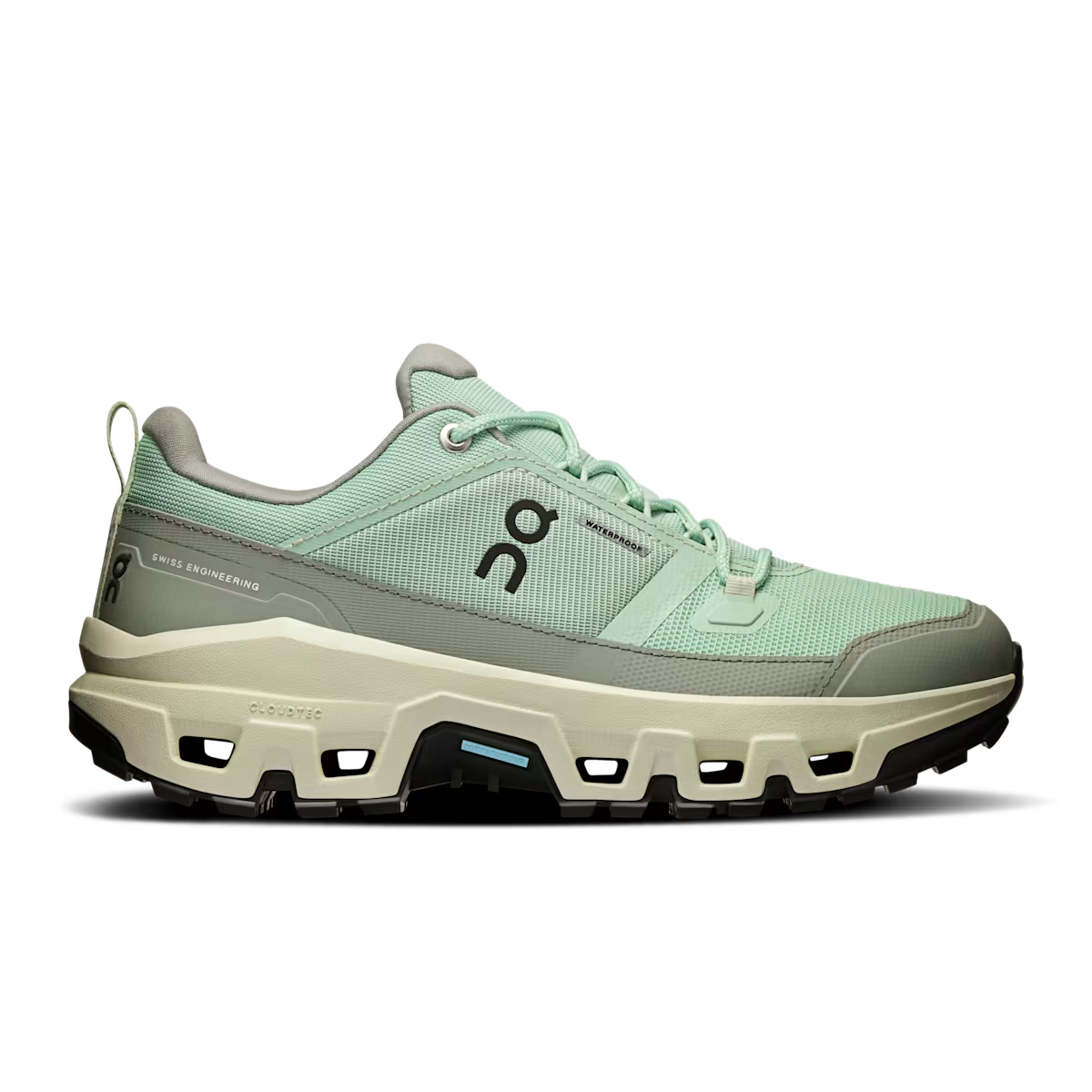 Women's On Cloudrock Low Waterproof, Mineral/Aloe, 9 B Medium