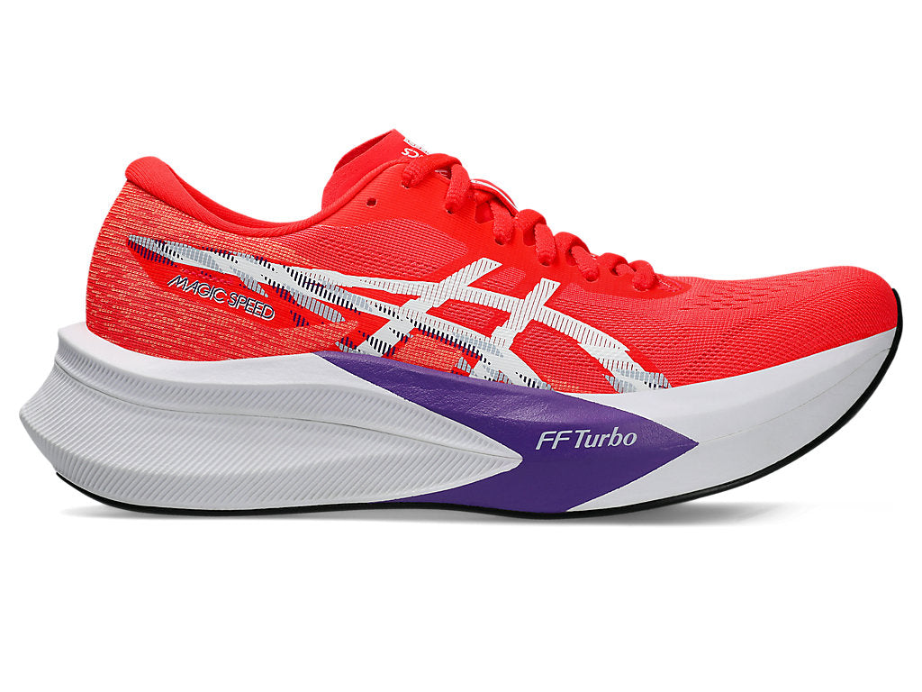 Women's Asics Magic Speed 4, Flash Red/White, 9 B Medium