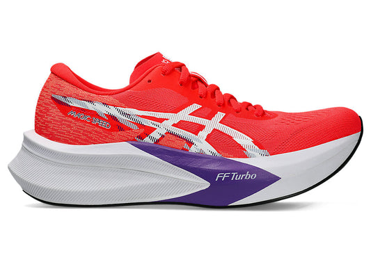 Women's Asics Magic Speed 4, Flash Red/White, 9 B Medium