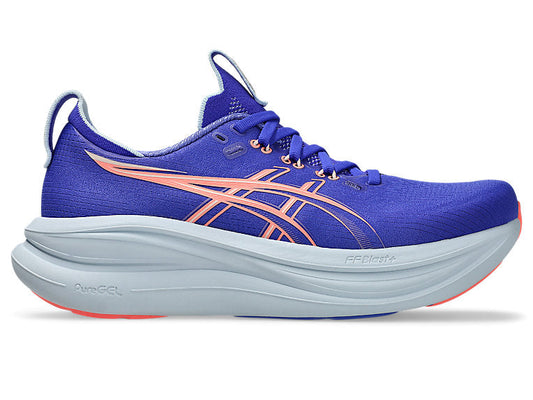 Women's Asics Gel-Nimbus 28, Cobalt Burst/Sun Coral, 7.5 B Medium