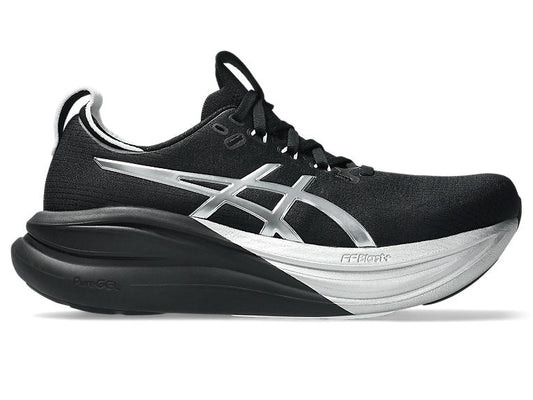 Women's Asics Gel-Nimbus 28, Platinum/Black, 8 B Medium