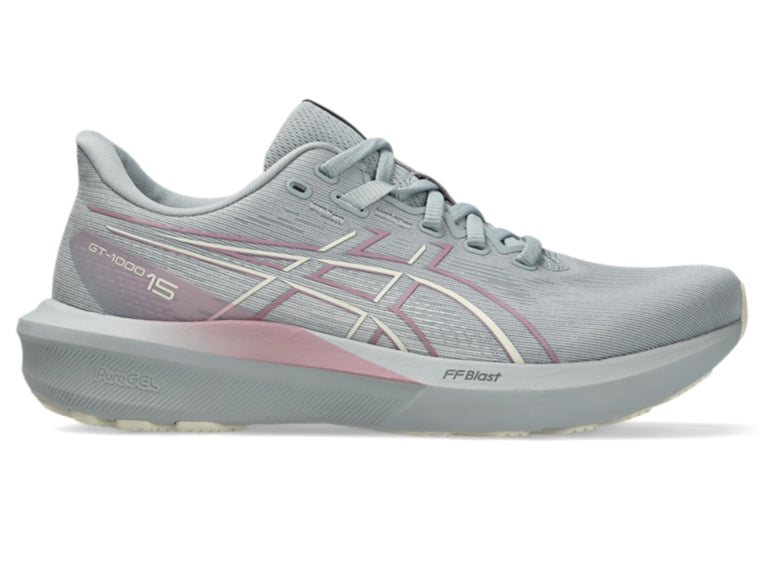 Women's Asics GT-1000 15, Piedmont Grey/Taro Purple, 12 D Wide