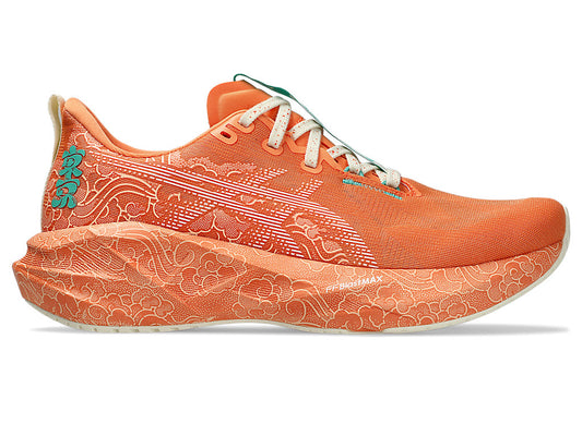 Men's Asics Novablast 5 Tokyo, Sun Peach/White, 8.5 D Medium