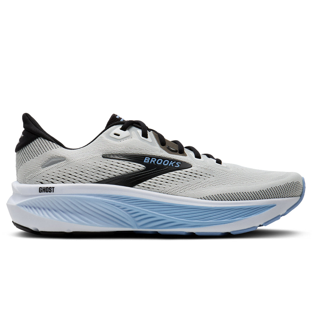 Men's Brooks Ghost 18, White/Black/Open Air, 10 2E Wide