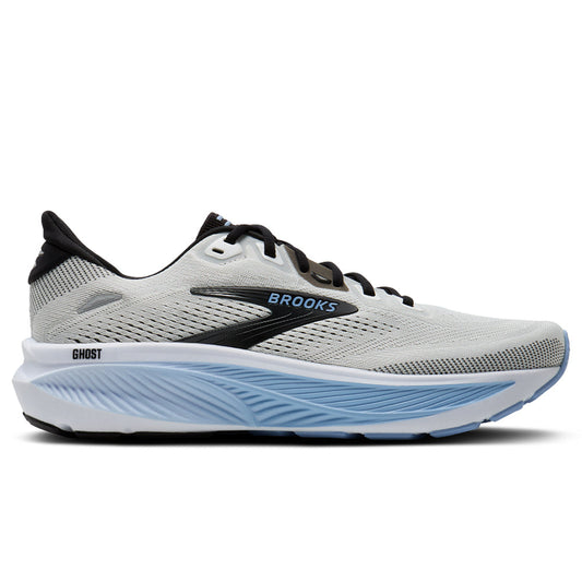 Men's Brooks Ghost 18, White/Black/Open Air, 13 2E Wide