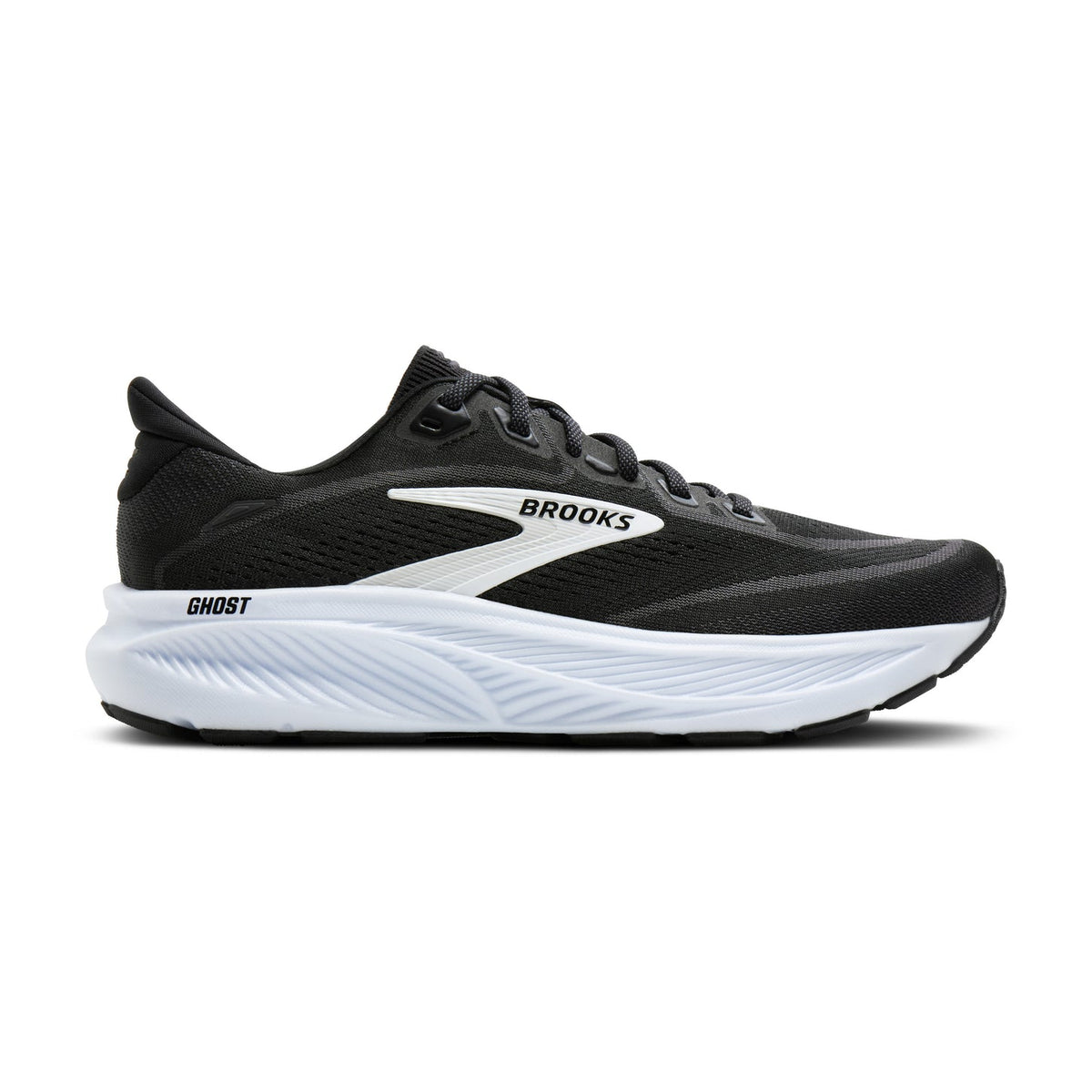 Men's Brooks Ghost 18, Black/Grey/White, 14 4E Extra Wide