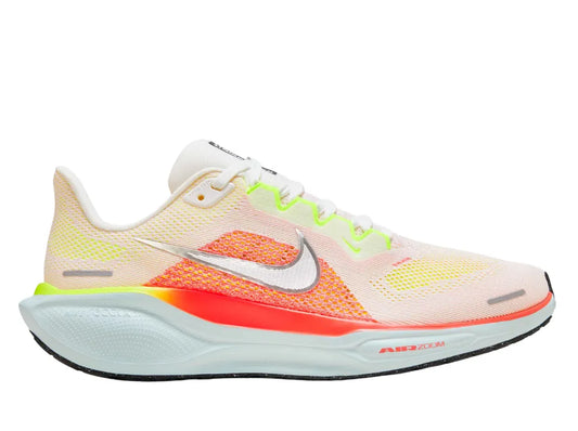 Women's Nike Pegasus 41, Summit White/Chrome-Bright Crimson, 8 D Wide