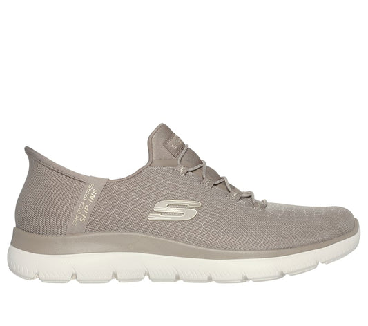 Women's Skechers Slip-ins: Summits - Classy Night, Taupe/Gold, 9 D Wide