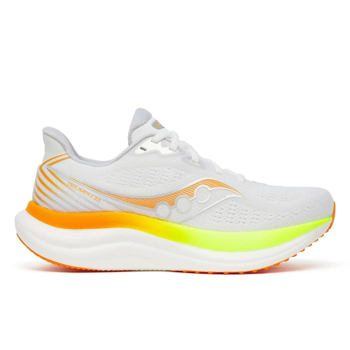 Women's Saucony Triumph 23, White/Citron, 7.5 B Medium