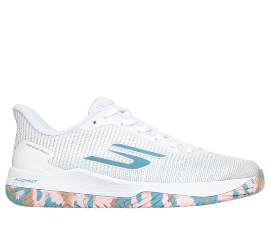 Women's Skechers Viper Court Pro 2.0, White/Blue/Light Pink, 8.5 B Medium