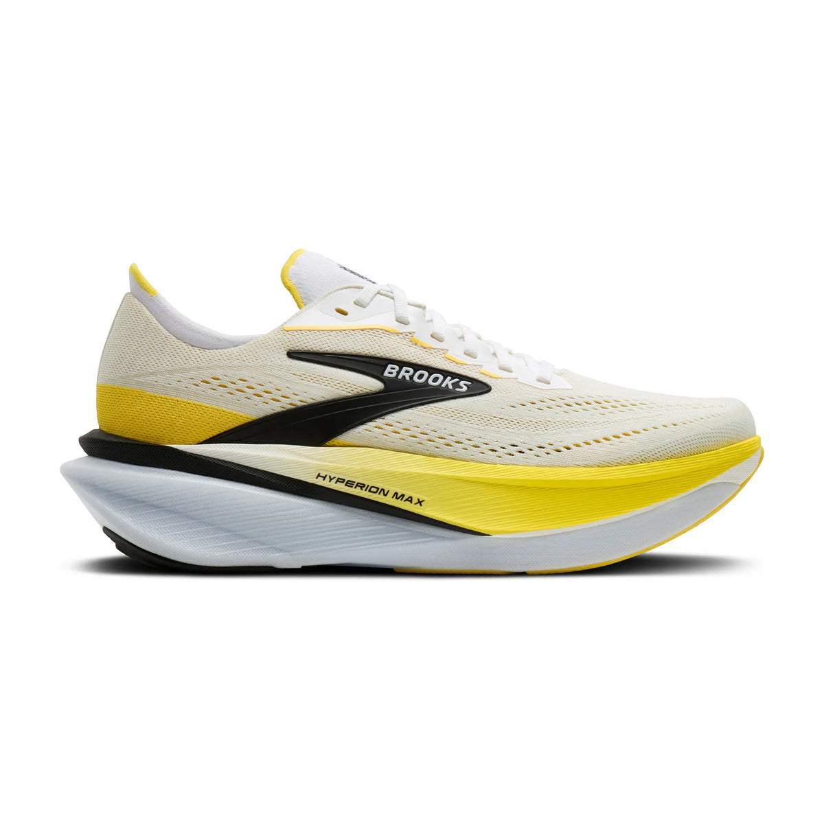 Men's Brooks Hyperion Max 4, White/Cyber Yellow/Black, 10 D Medium