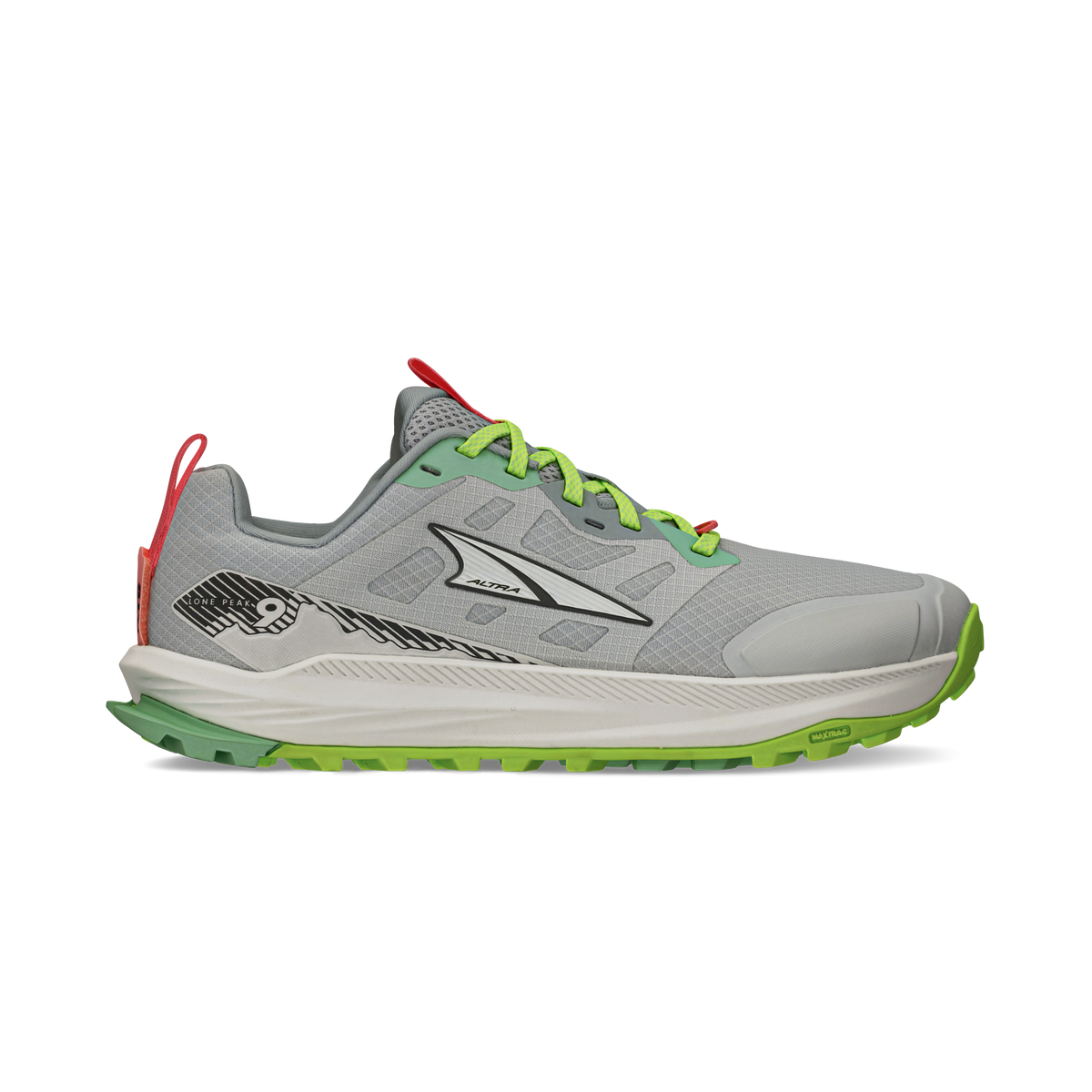 Women's Altra Lone peak 9, Gray/Lime, 10 B Medium