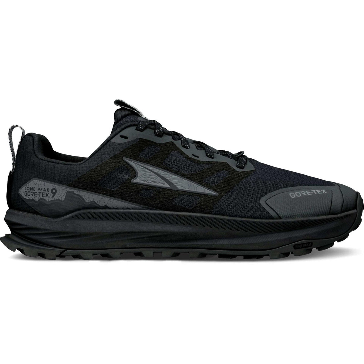 Men's Altra Lone Peak 9 GTX, Black/Black, 11.5 D Medium