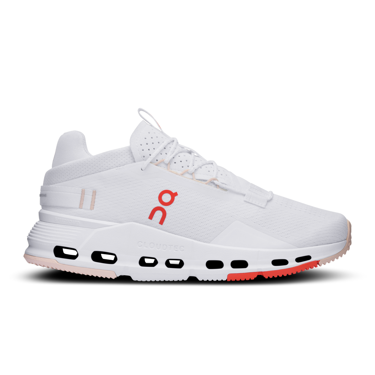 Women's On Cloudnova 2, White/Flame, 7 B Medium