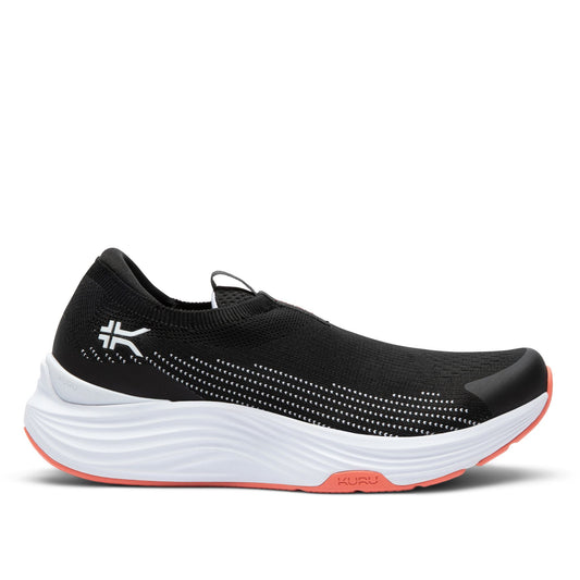 Women's KURU ATOM 2 Slip-On, Jet Black/Dark Coral