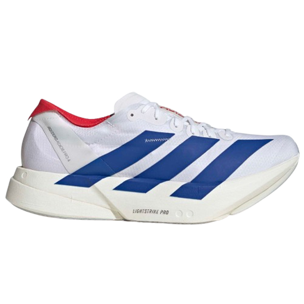 Men's Adidas Adizero Adios Pro 4, Ftwr White/Team Royal Blue/Pure Ruby, 11.5 D Medium