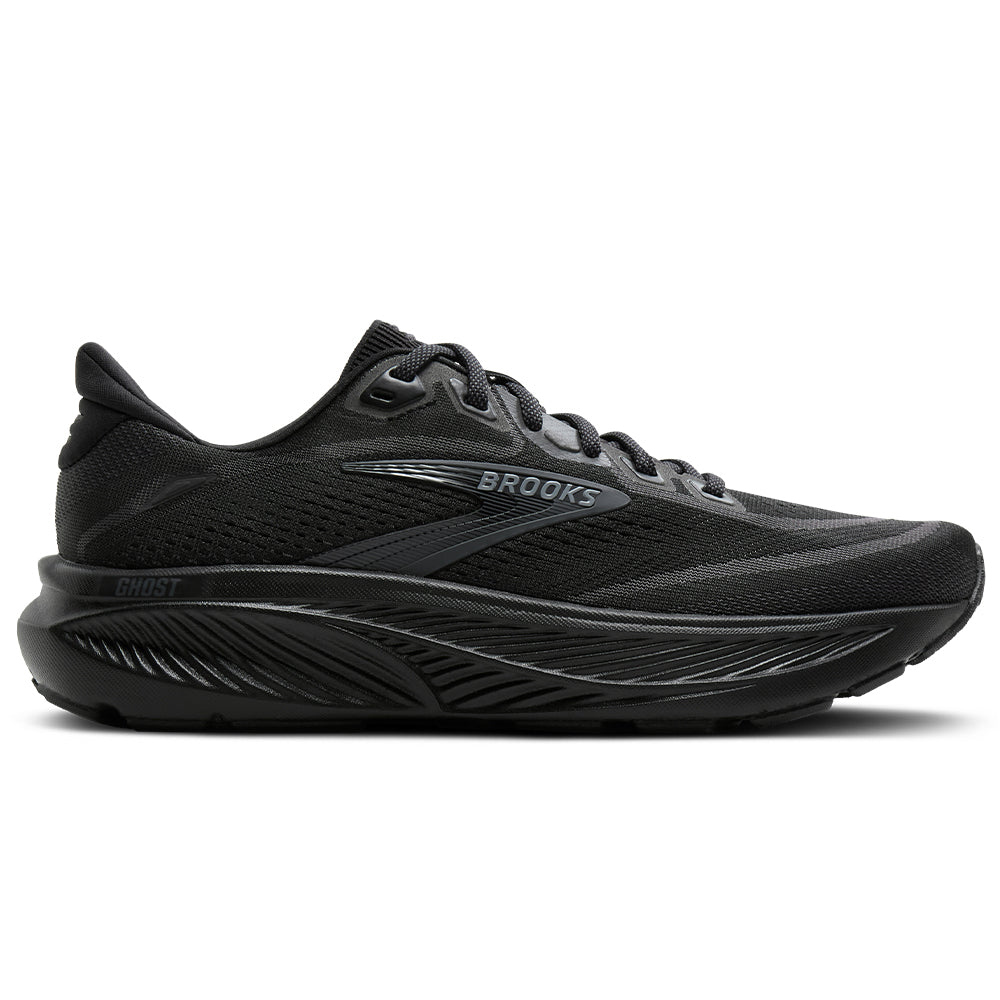 Men's Brooks Ghost 18, Black/Black/Ebony, 7.5 2E Wide