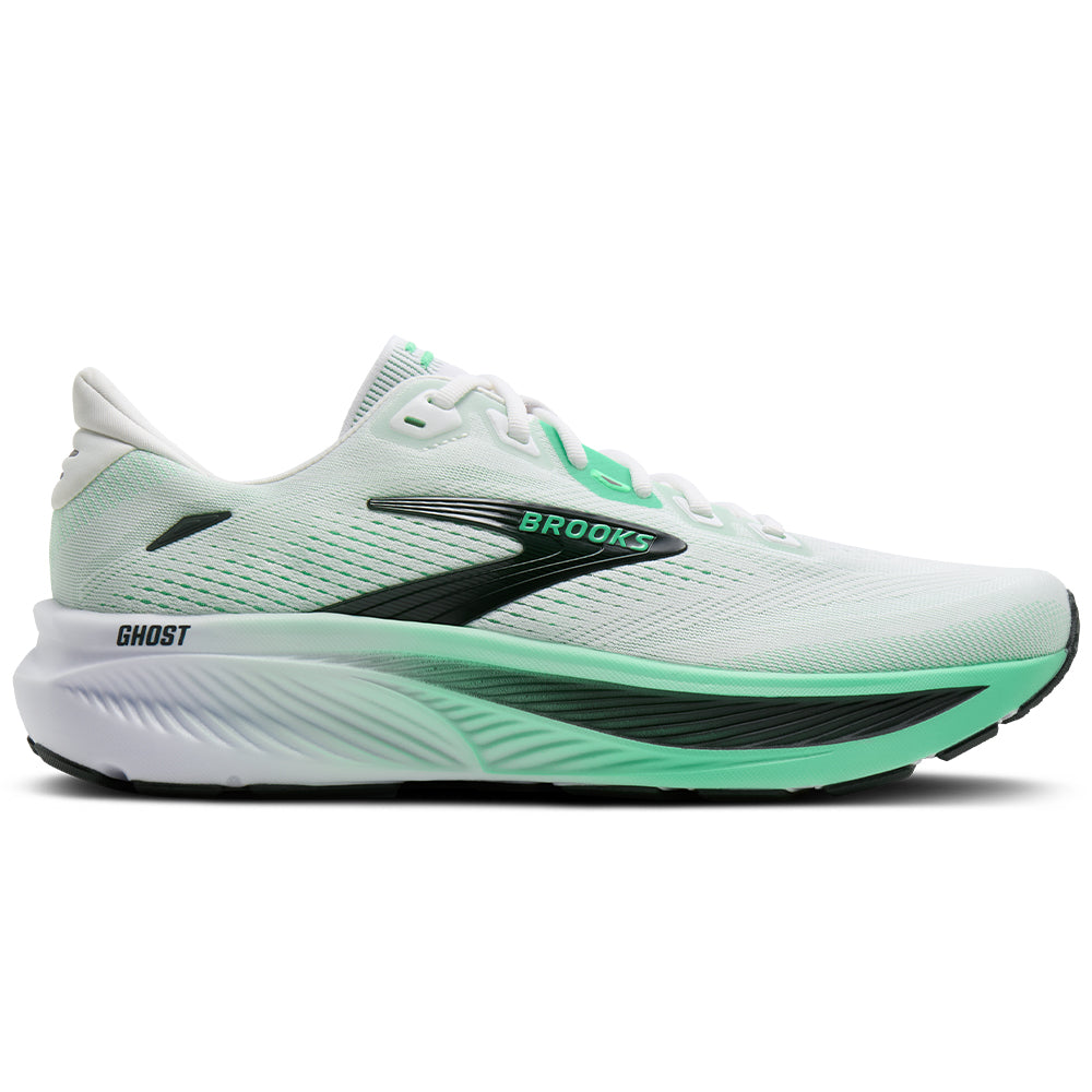 Men's Brooks Ghost 18, White/Spring Bud/Spruce, 10.5 D Medium