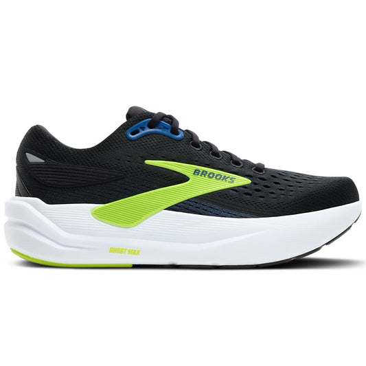 Men's Brooks Ghost Max 3, Black/Navy/Acid Lime, 10 D Medium