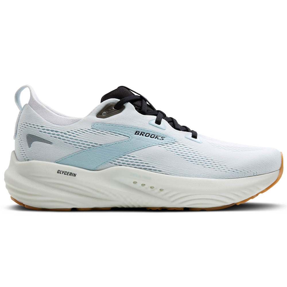 Men's Brooks Glycerin 22, Bright White/Winter Sky/Black, 12.5 D Medium