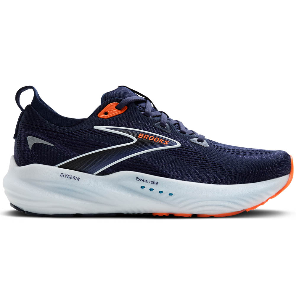 Mens Brooks Glycerin 22, Peacoat/Blue Ribbon/Orange, 10 D Medium