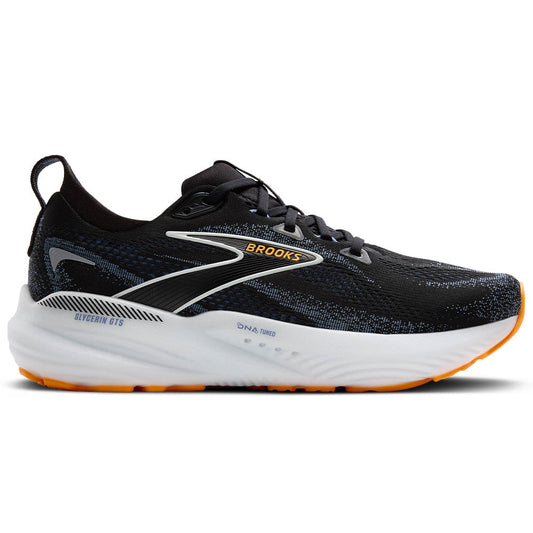 Men's Brooks Glycerin GTS 22, Black/Country Blue/Orange Pop, 15 2E Wide