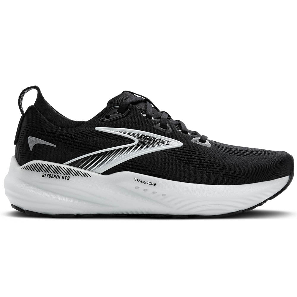 Mens Brooks Glycerin GTS 22, Black/Grey/White, 8 2E Wide