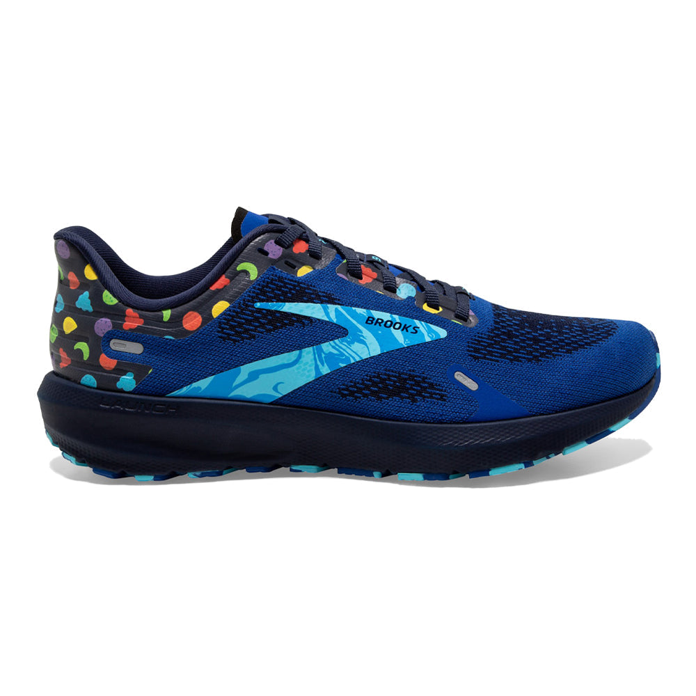 Men's Brooks Launch 9, Blue/Peacoat/Yellow, 10 D Medium