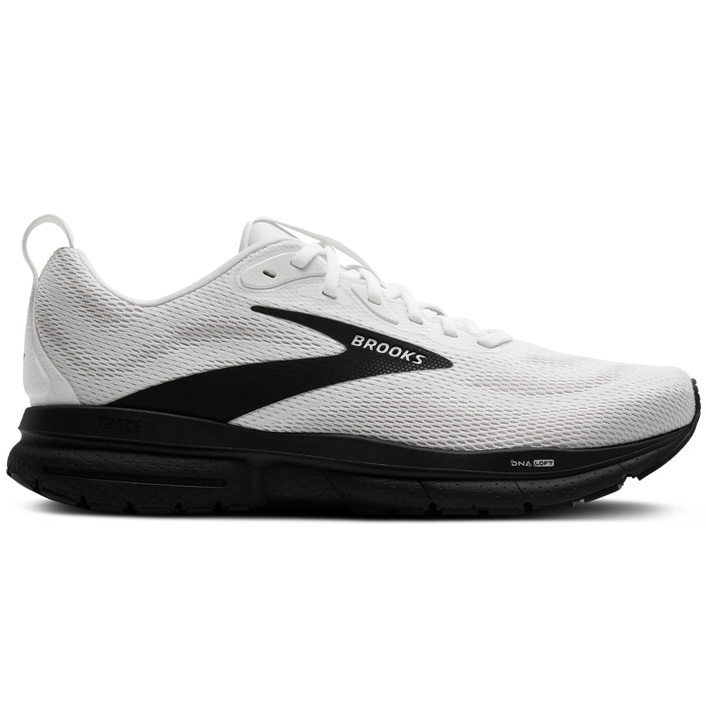 Men's Brooks Trace 4, Bright White/Oyster/Black, 7 D Medium