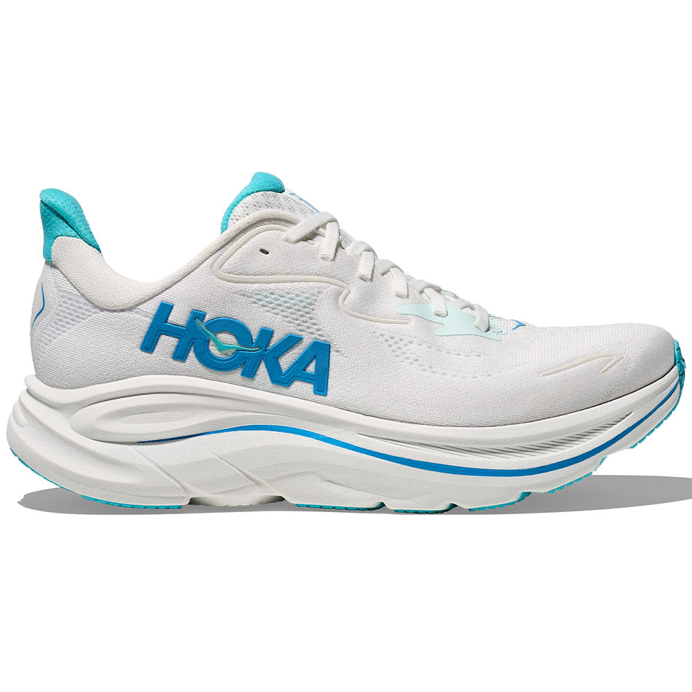 Men's Hoka Clifton 10, White/Skyward Blue, 13 D Medium