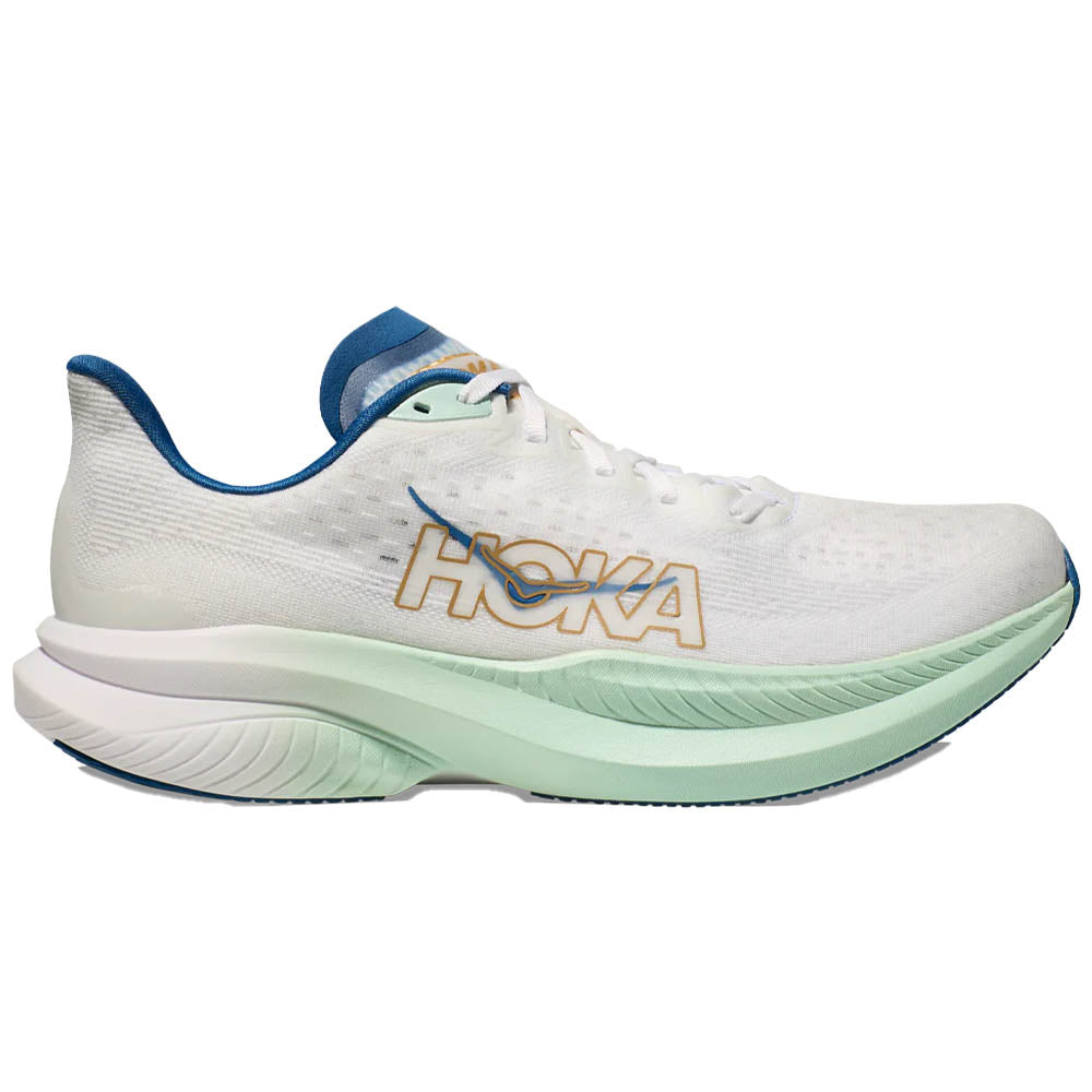 Mens Hoka Mach 6, Frost/Gold, 12 D Medium