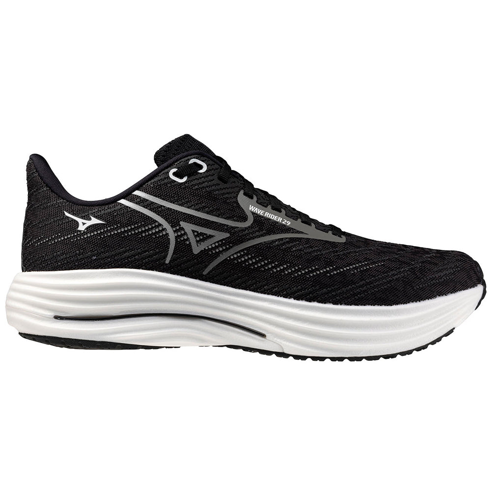 Men's Mizuno Wave Rider 29, Black Sand/Quiet Shade, 10 D Medium