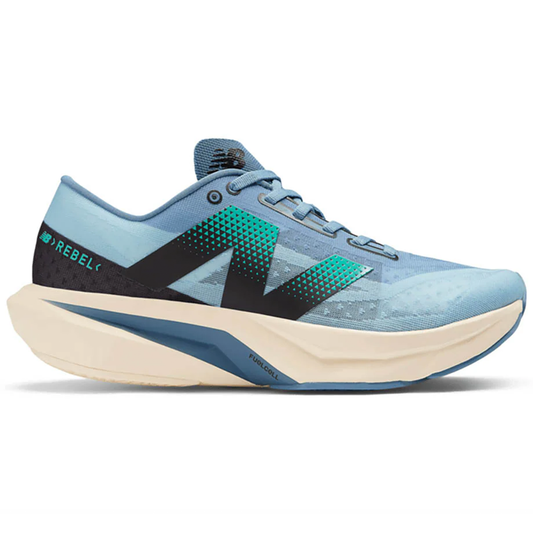 Men's New Balance FuelCell Rebel v4, Heron Blue/Chrome Blue/Black/Cyber Jade, 15 2E Wide