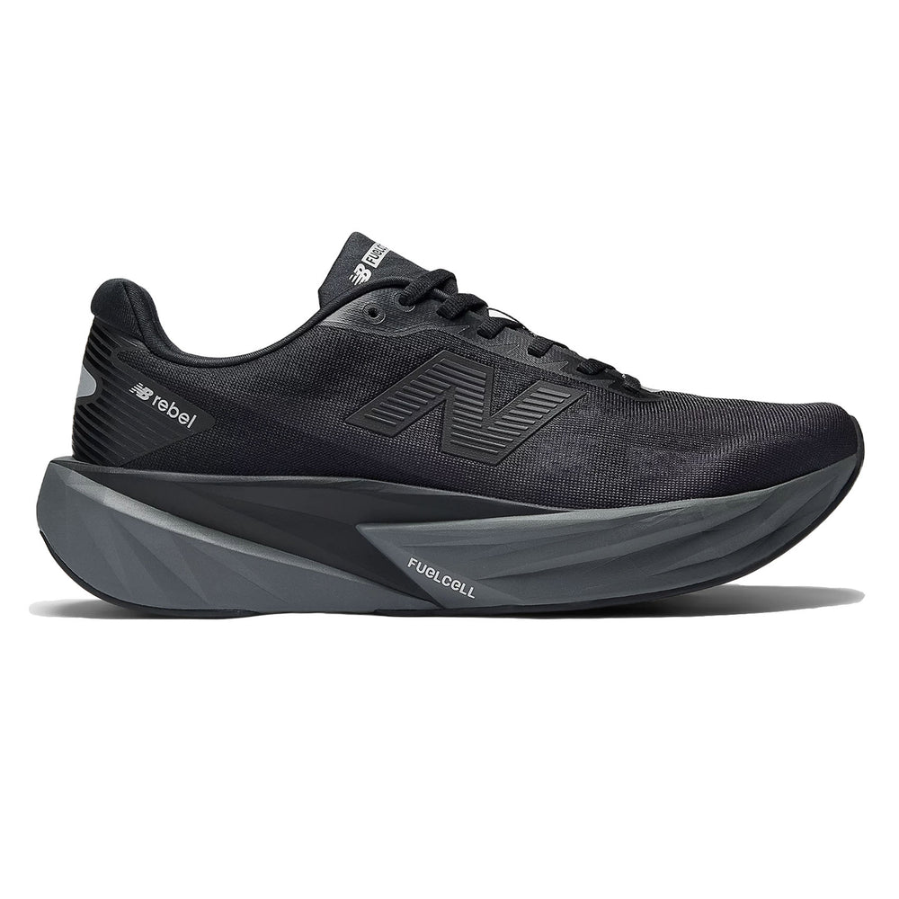 Men's New Balance FuelCell Rebel v5, Black/Castlerock/Silver Metallic, 13 2E Wide