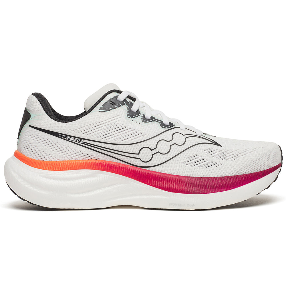 Men's Saucony Ride 19, White/Crimson, 10.5 D Medium