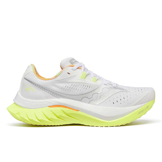 Womens Saucony Endorphin Speed 4, White/Sunny, 9.5 B Medium
