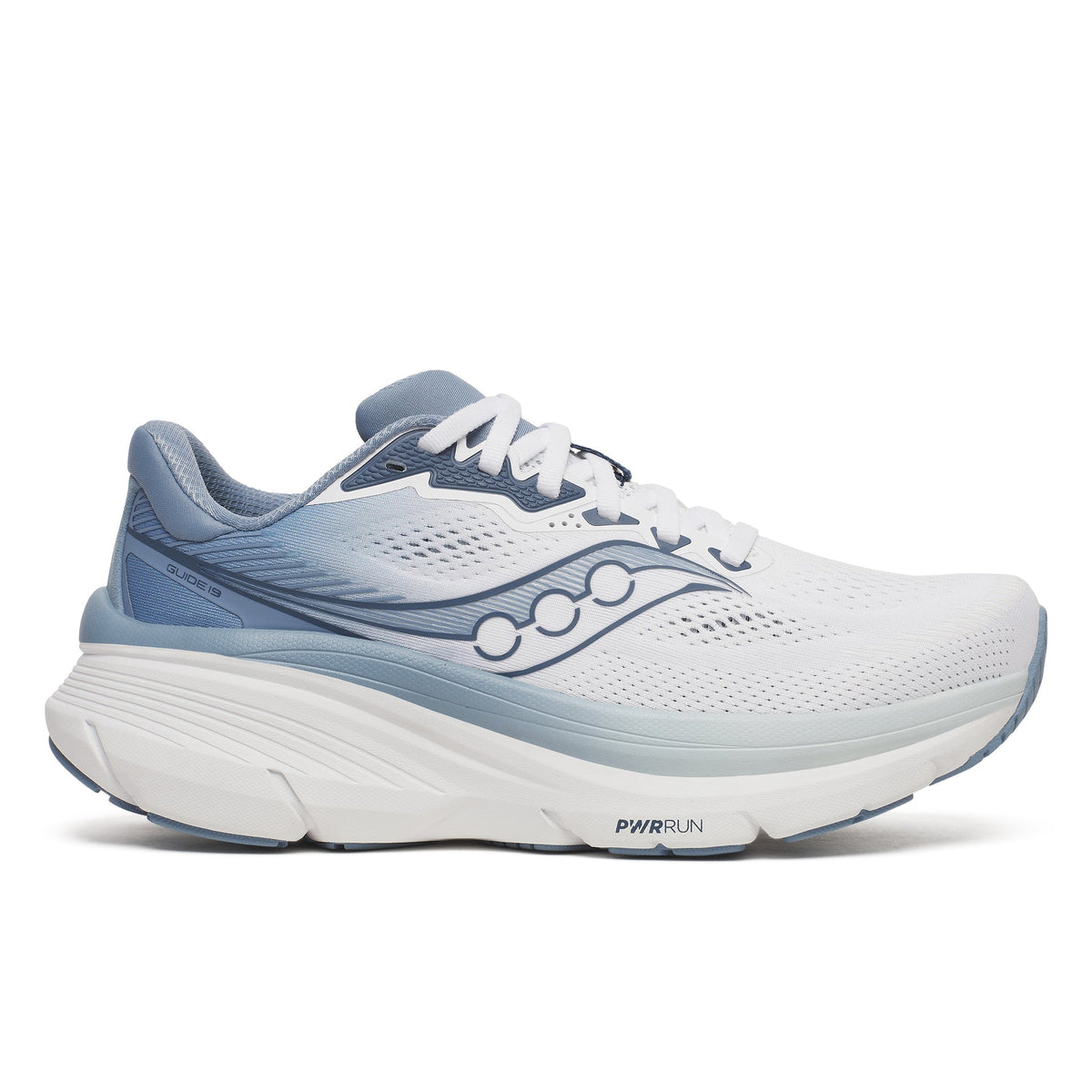 Women's Saucony Guide 19, White/Storm, 10.5 D Wide