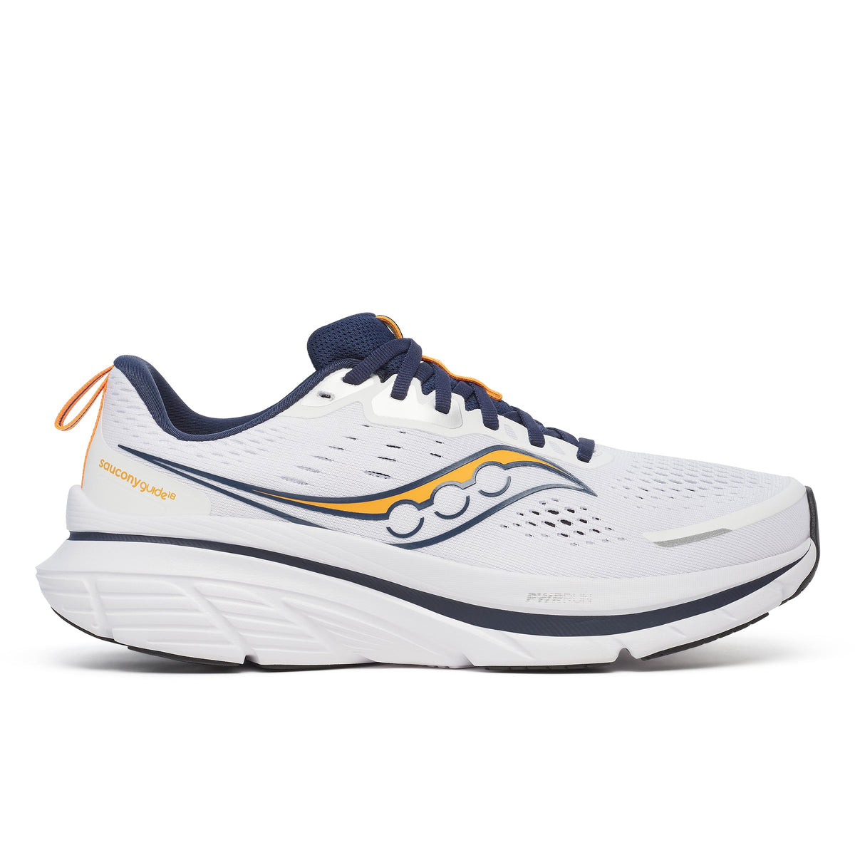Men's Saucony Guide 18, White/Navy, 10.5 2E Wide