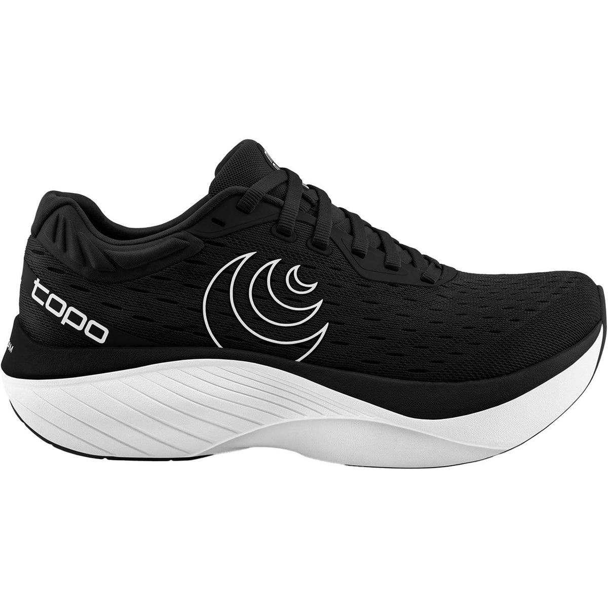 Womens Topo Athletic Atmos, Black/White, 6 B Medium