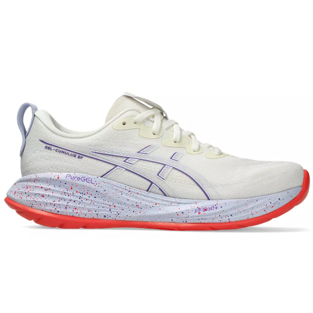 Women's Asics Gel-Cumulus 27 Tokyo, Cream/Edo Purple, 7 B Medium