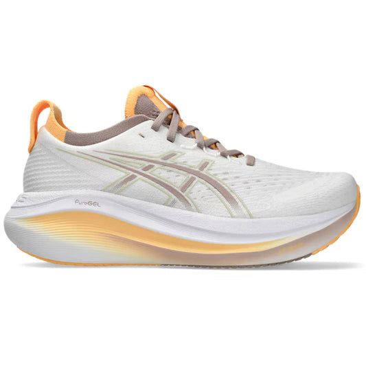 Women's Asics Gel-Nimbus 27, White/Fawn, 11 B Medium