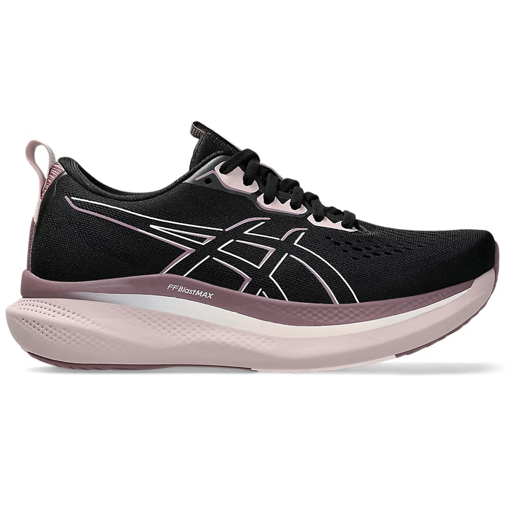 Womens Asics Glideride Max, Black/Pale Pink, 8 B Medium